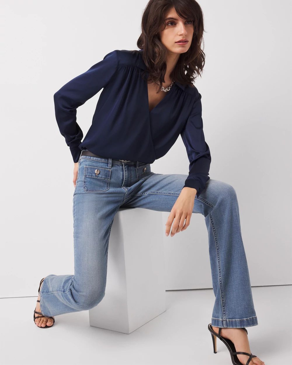 Satin Surplice Blouse | White House Black Market